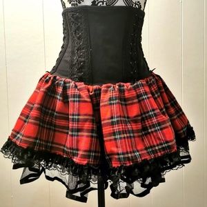LIVING DEAD SOULS GOTHIC PUNK PLAID CORSET MINI SKIRT